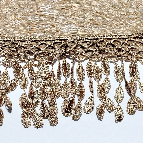 Infinity Lace Fringed Champagne Colored Scarf - Picture 5 of 11